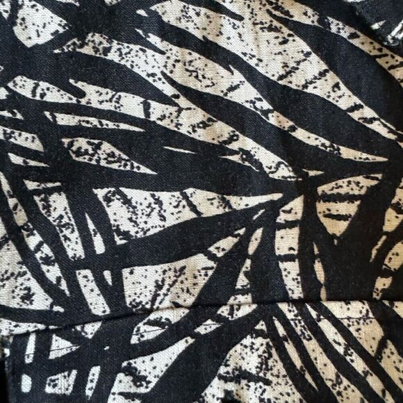 BANANA REPUBLIC BLACK & TAN PALM LEAF PRINT LINEN  VISCOSE SHIRT DRESS SZ 6 - Picture 10 of 12